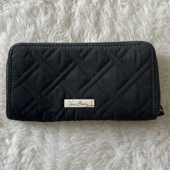 Vera Bradley Grab & Go Organizing Wallet Classic Black quilted diamond - Picture 1 of 11